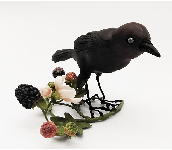 "White Eye Blackbird with Berries" - Loralin Toney